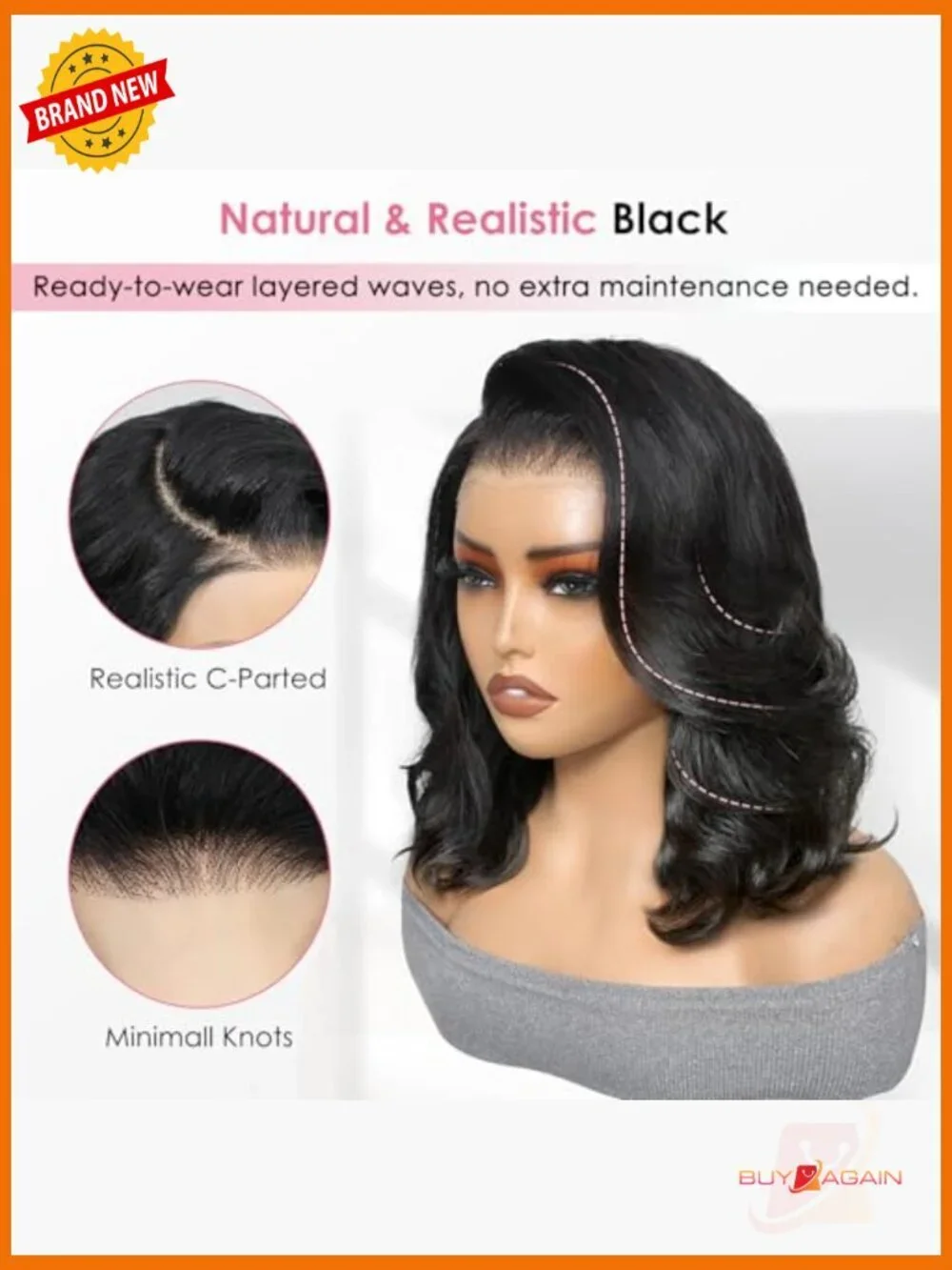 250 Density Layered Bob Wig Human Hair With Curtain Bangs 15A Glueless